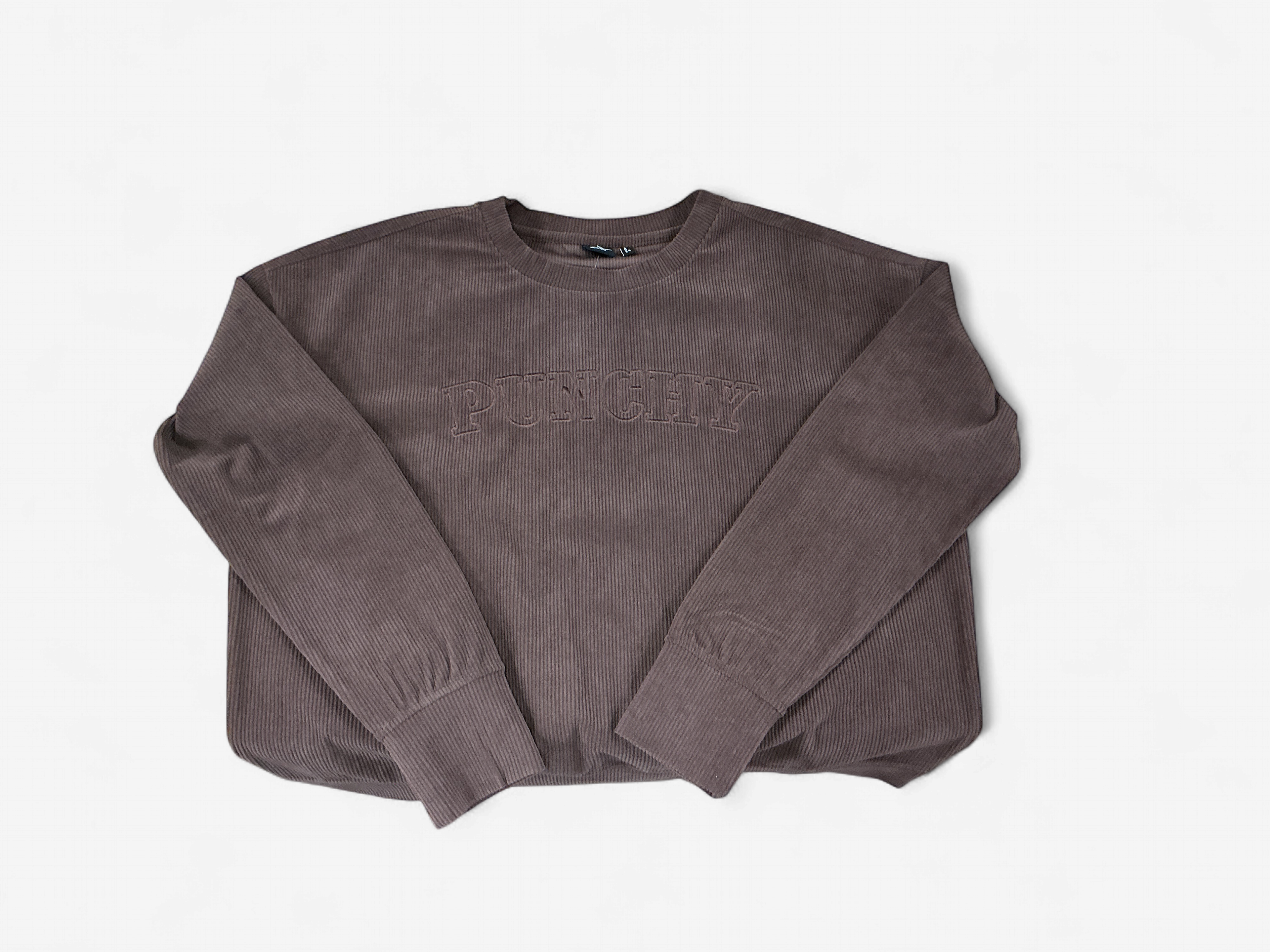 BRN CORDUROY CREWNECK