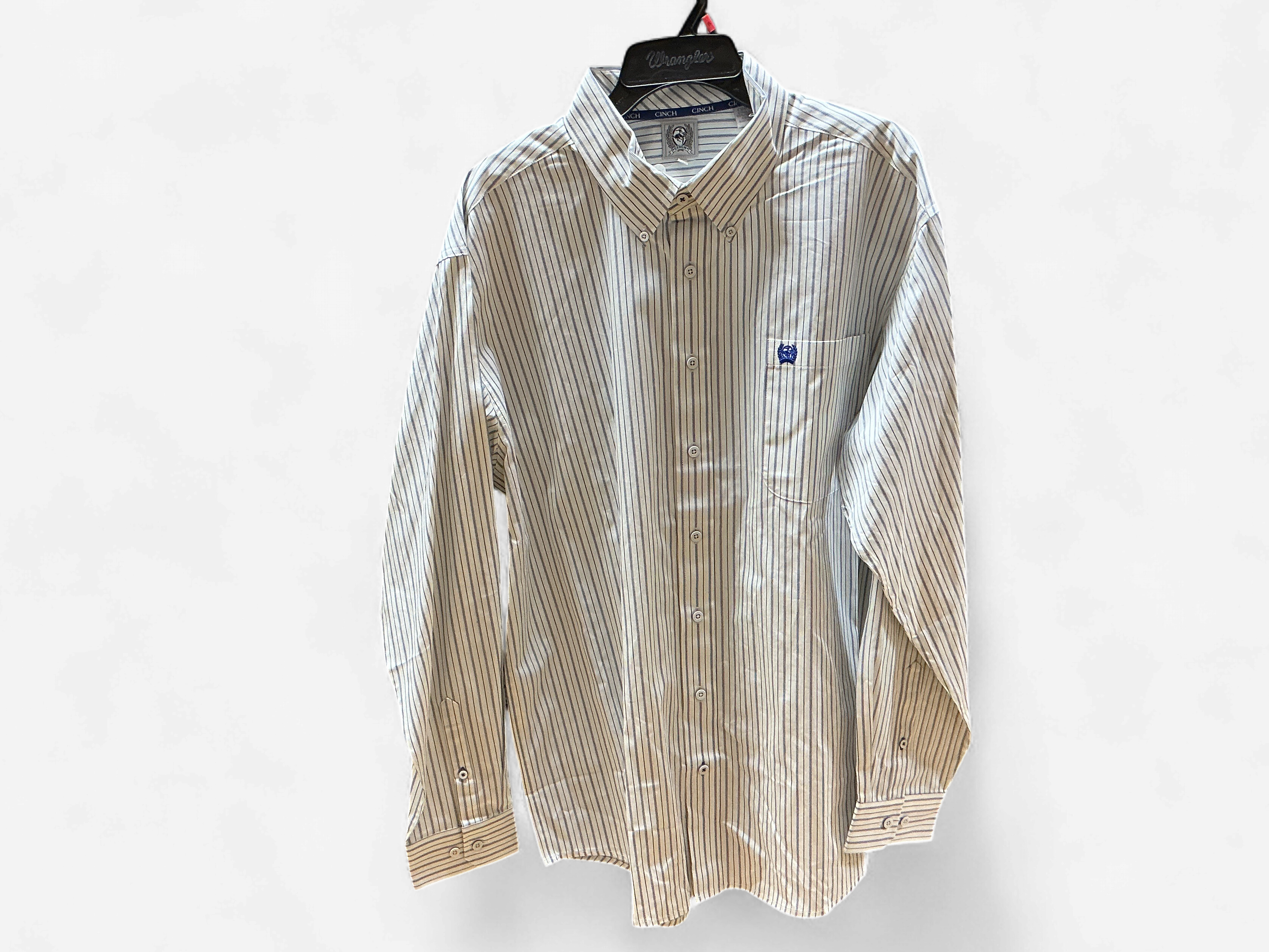 CINCH WHITE NVY STRIPE SHIRT