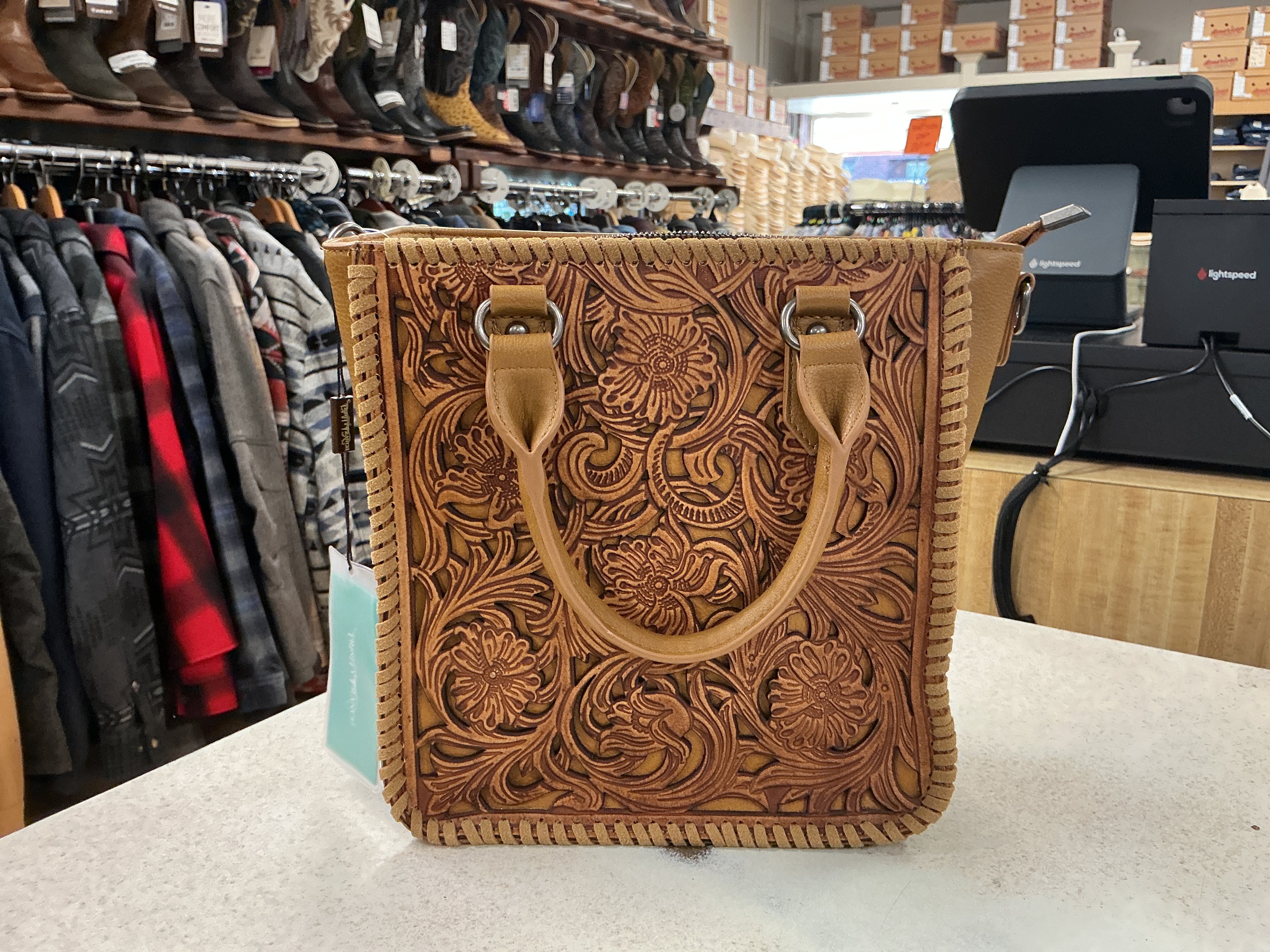 BROWN TOOLED LEATHER