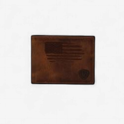 Ariat Bifold Distressed Stitch USA Flag Shield Logo