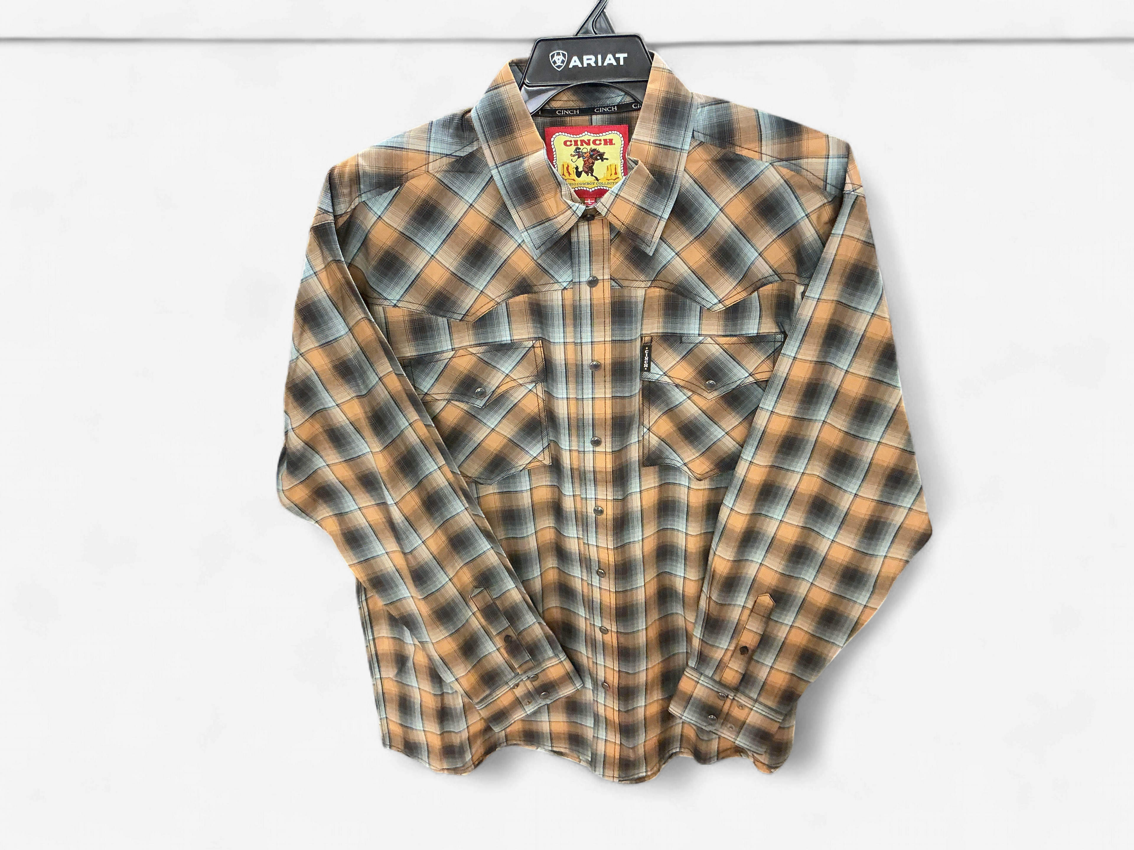 GRY BRN PLAID SNAP
