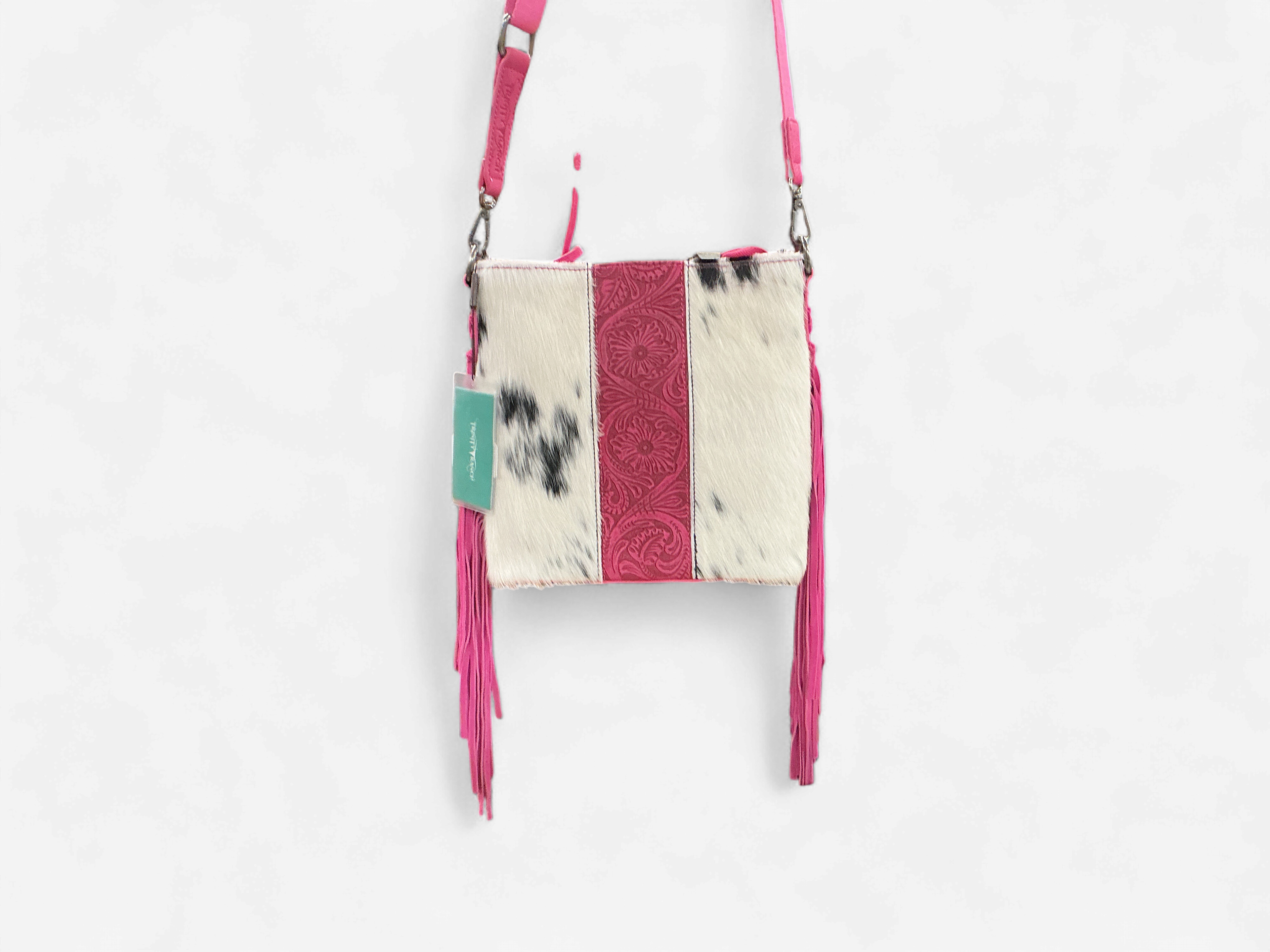 Cowhide Pink Fringe Crossbody