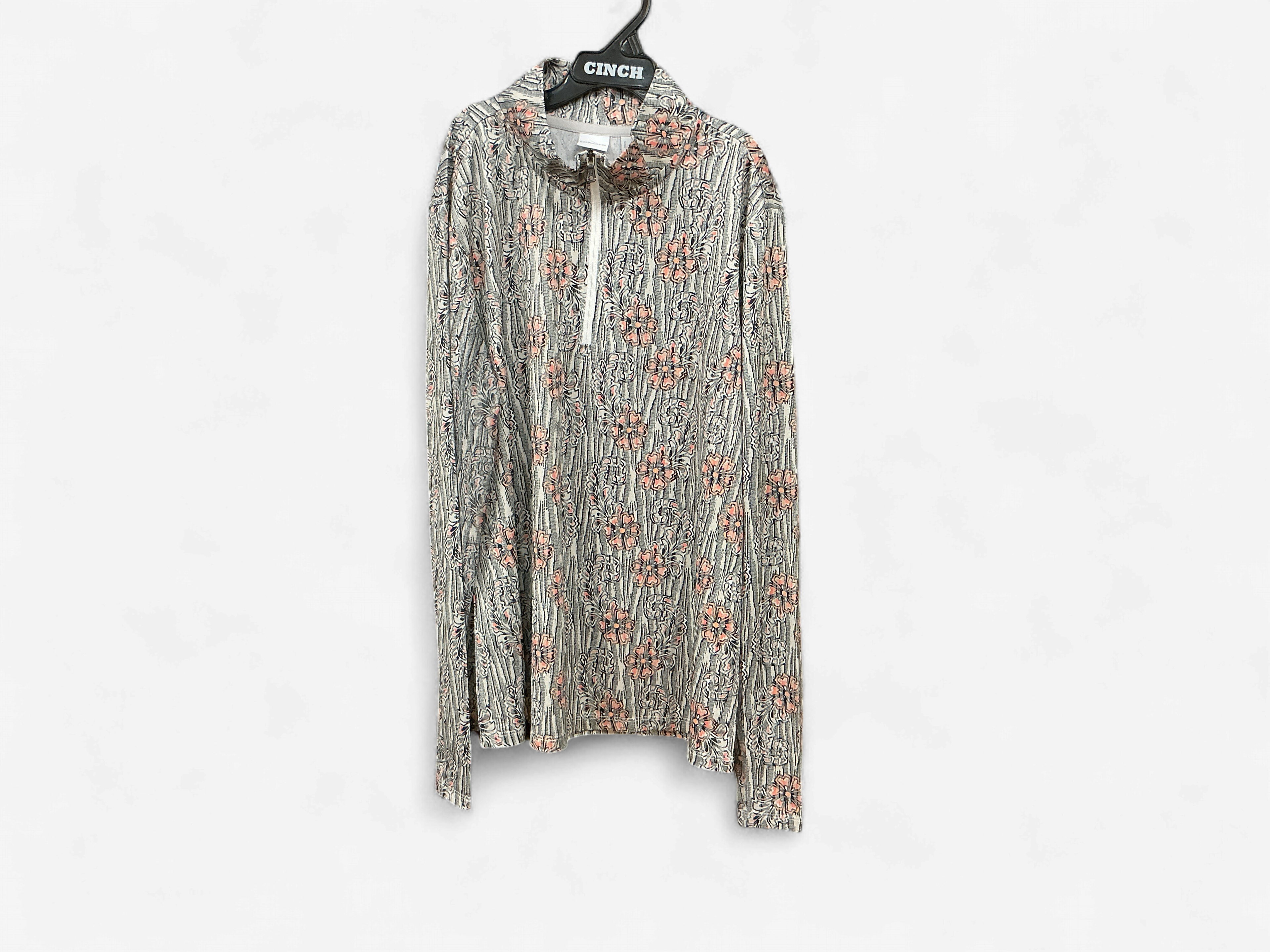GRY PCH FLORAL ZIP