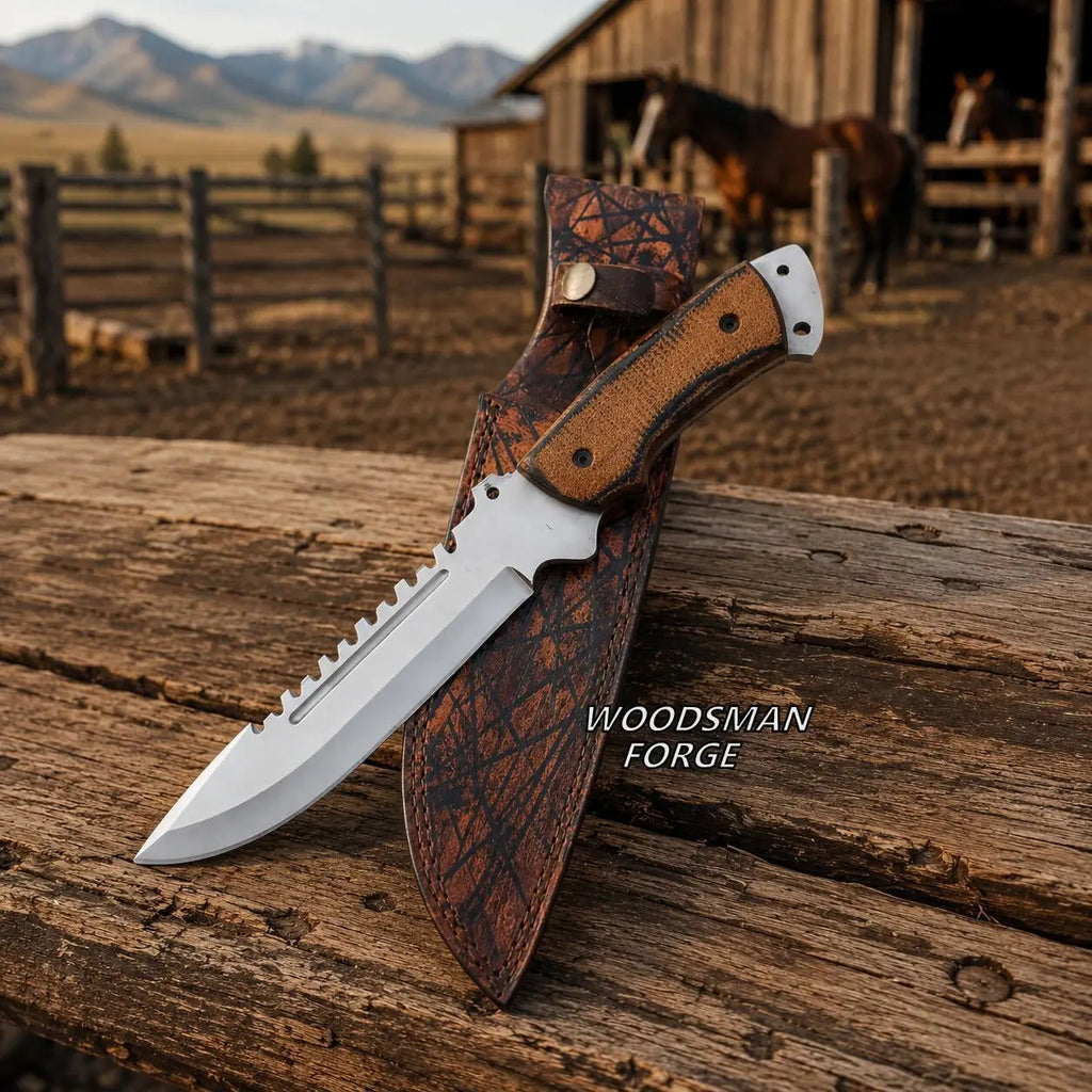 Ironvale D2 Hunter Point Bowie Knife – 13" Full Tang G10 Handle