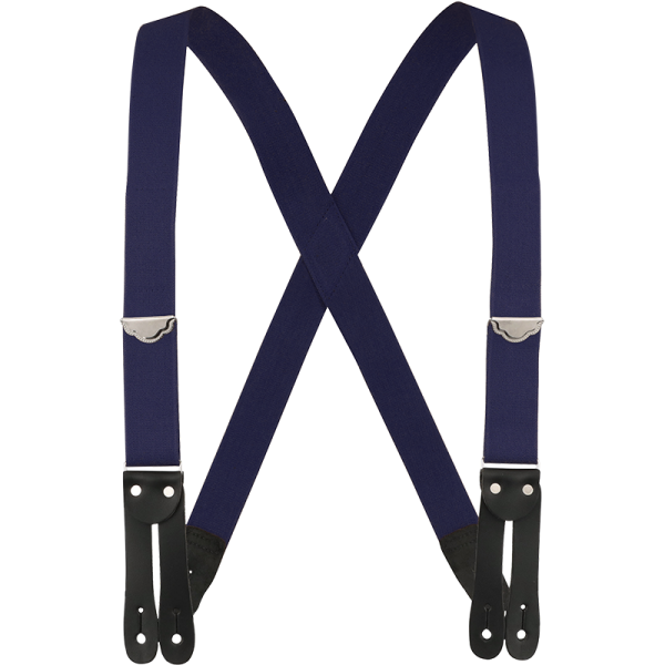 1-1/2" X-Back Work Button-On Suspender-Navy Blue