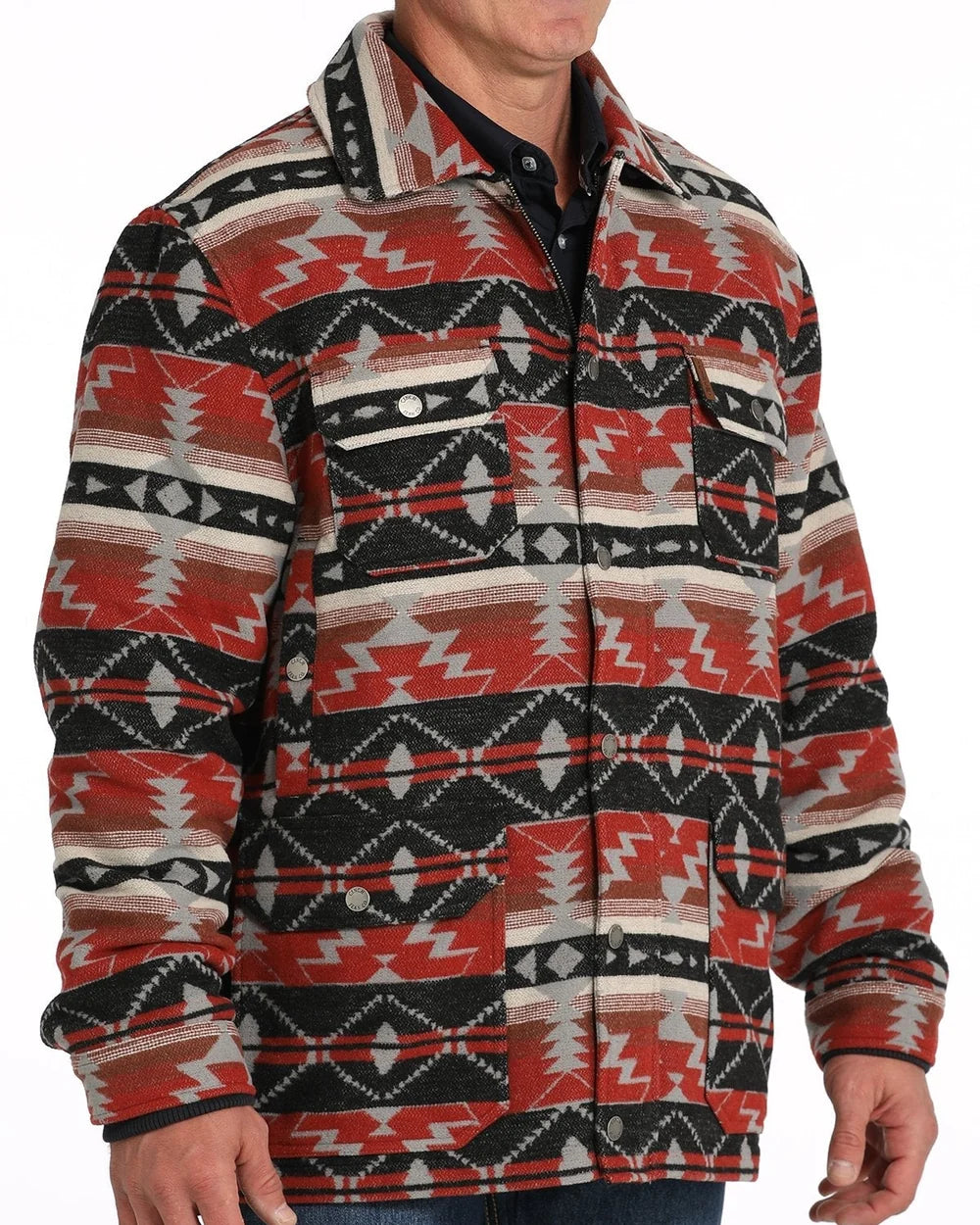Black and Red Aztec wool snap