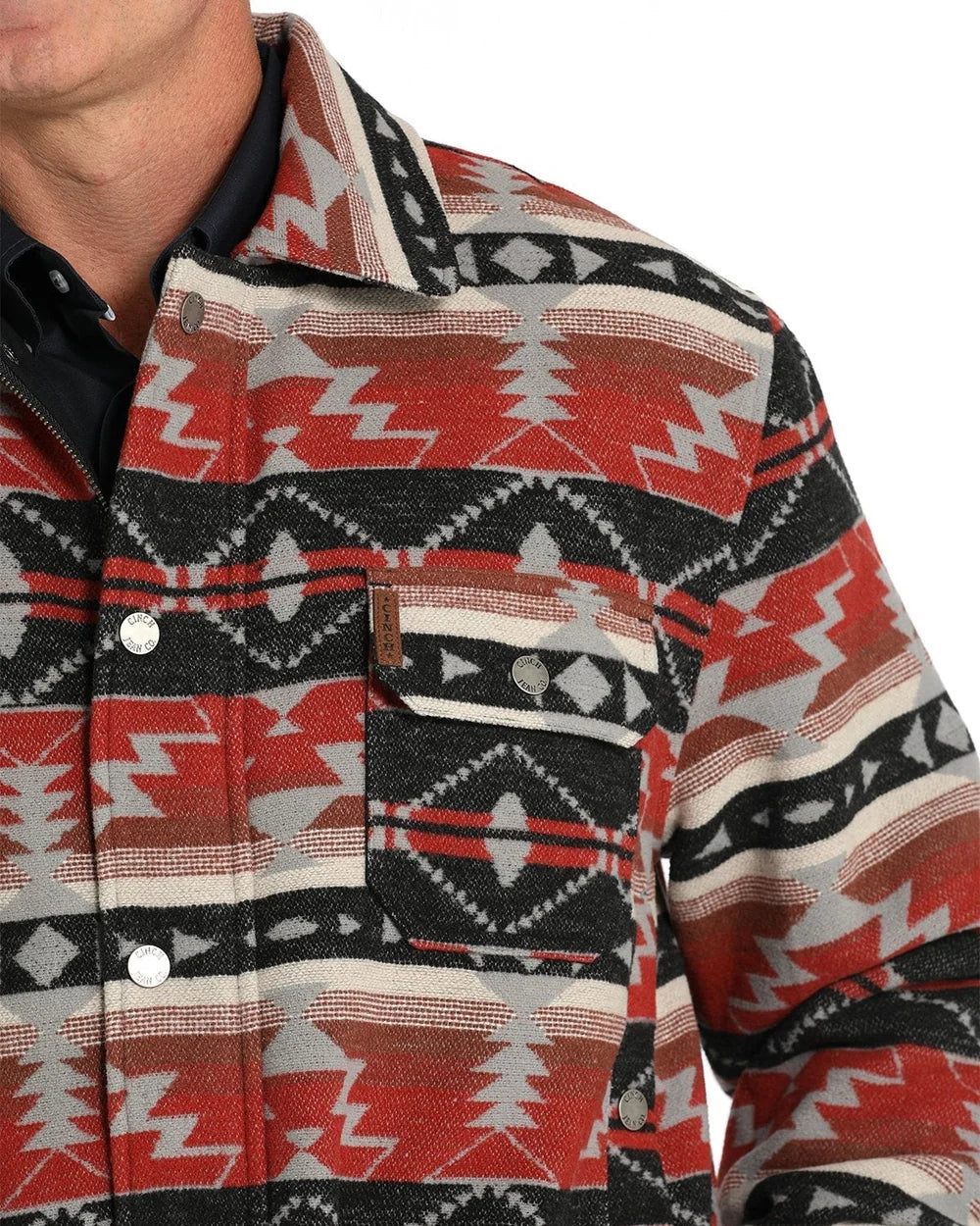 Black and Red Aztec wool snap