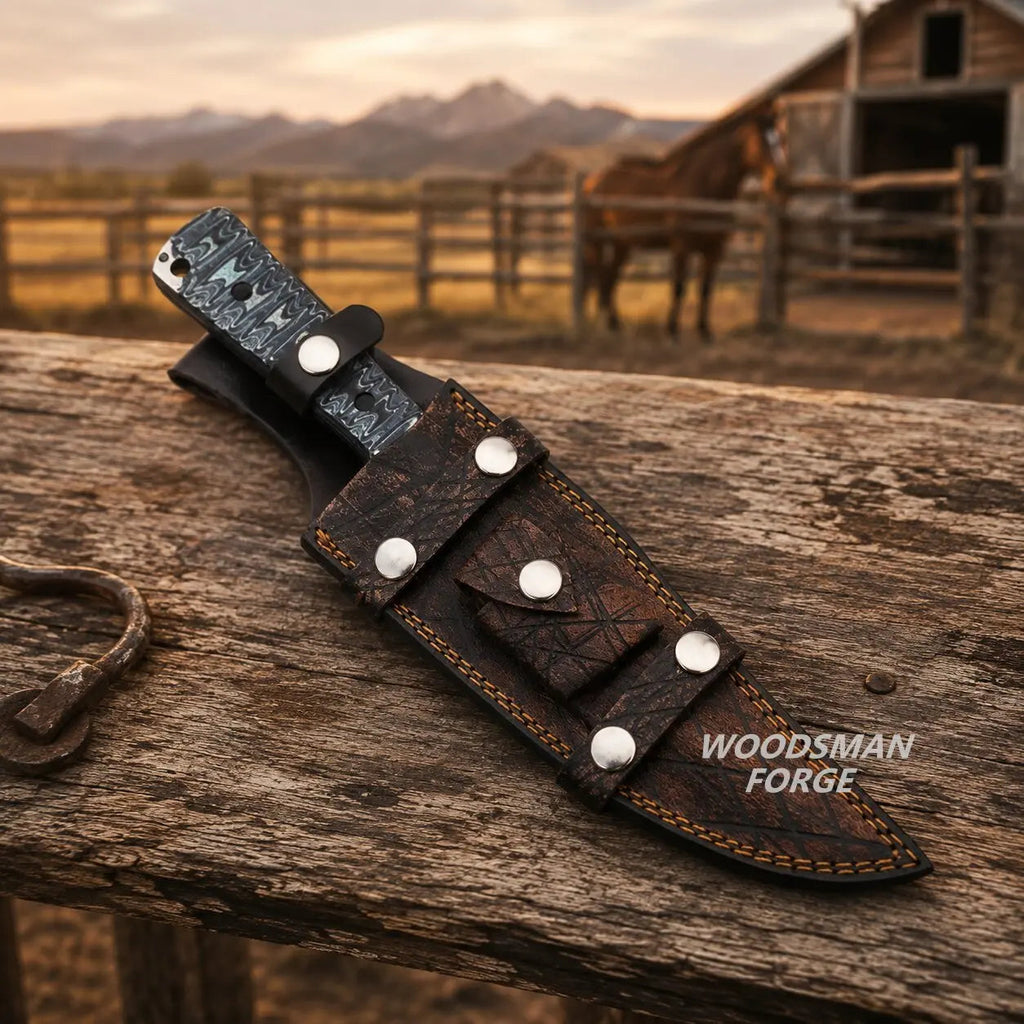 Ridgefang Bowie Knife with Sheath – D2 Steel & G10 Micarta Handle