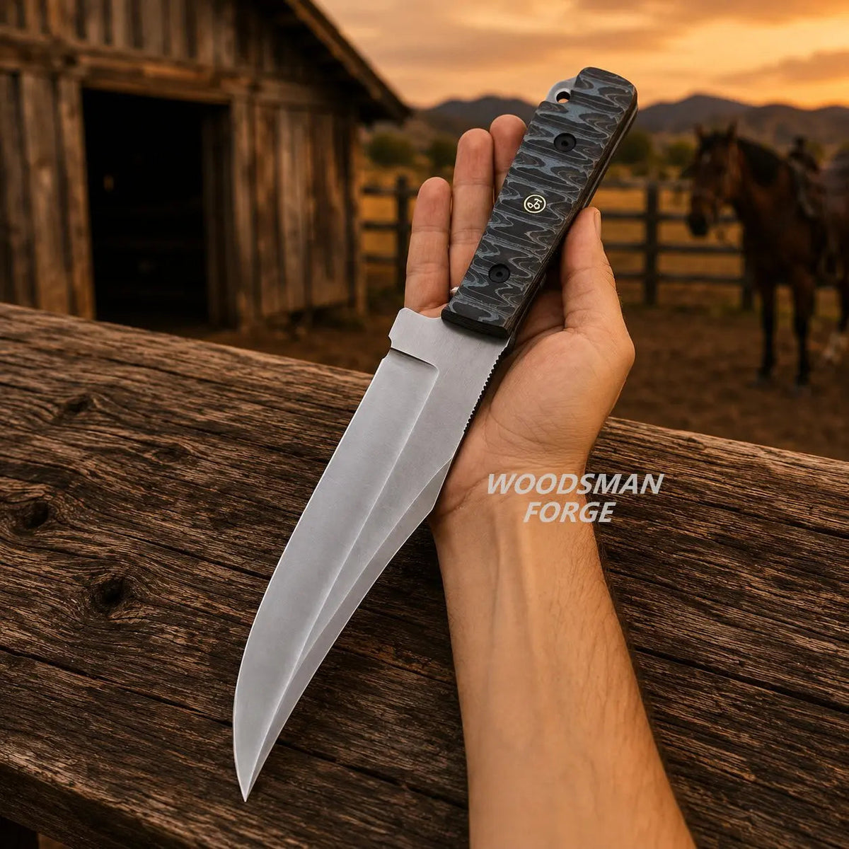 Ridgefang Bowie Knife with Sheath – D2 Steel & G10 Micarta Handle