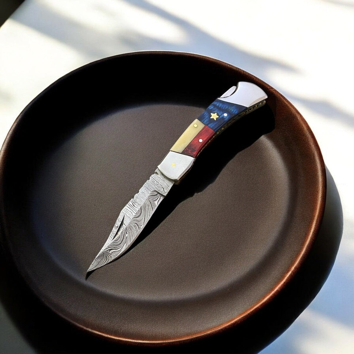 Handmade Damascus Pocket Knife with Pakka Wood Handle