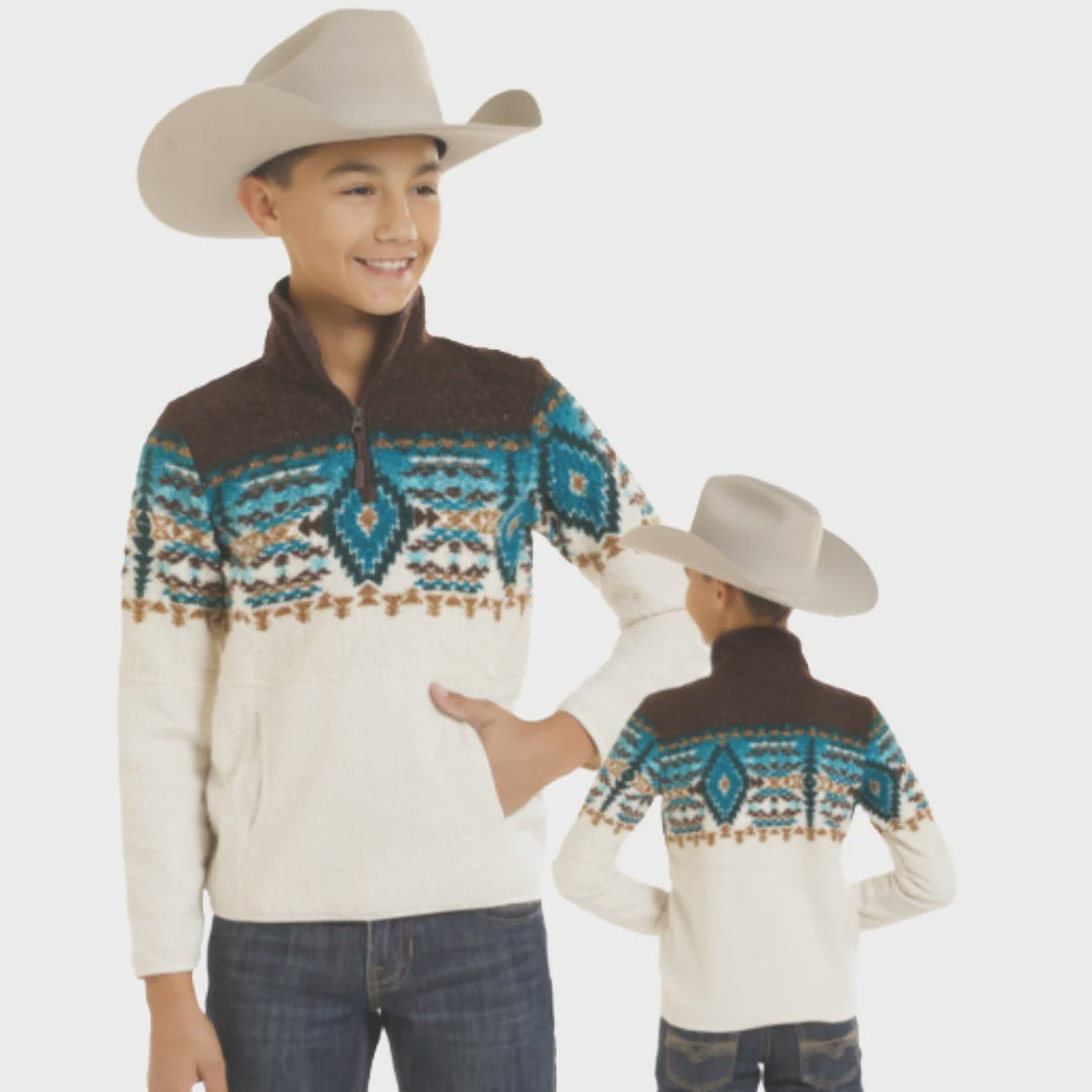 Powder River Boy's Border Aztec Fleece Pullover