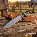 Blackwarden Damascus Bowie Knife – Black Micarta Handle