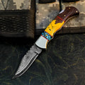 Damascus San Mai Hunting Knife with Wenge & Resin Handle