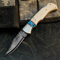 Damascus San Mai Knife with Camel Bone Handle