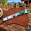 Ranchspire Rasp Steel Cowboy Bull Cutter Knife – Resin Handle & Leather Sheath