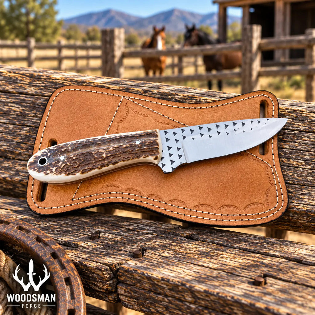 Staghollow Rasp Steel Skinner Knife – Stag Horn Handle