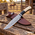 Stonebrook Damascus Bowie Knife – Bone & Micarta Handle