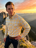 Flying R Ranchwear - Feather Plaids - Gray & Yellow - Long Sleeve - NEW FIT
