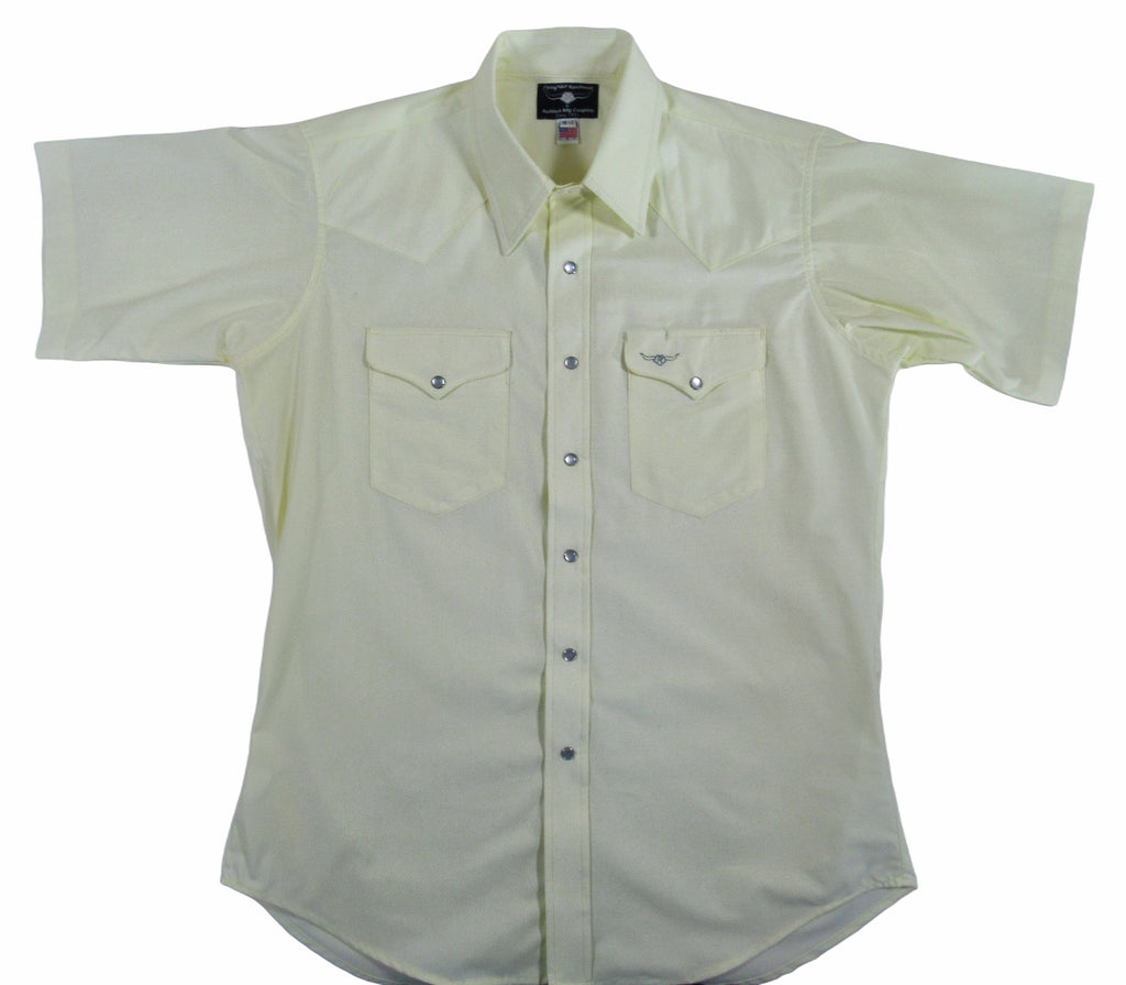 Flying R Ranchwear - Western Solid - Pale Yellow - Short Sleeve Snaps
